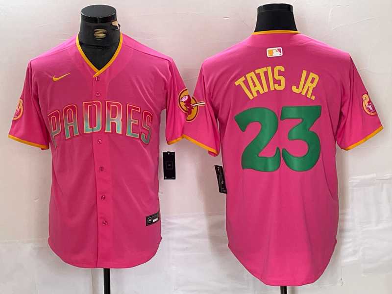 Men%27s San Diego Padres #23 Fernando Tatis Jr. Pink Cool Base Stitched Baseball Jersey